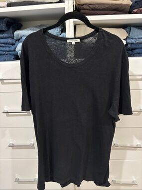 Cotton Citizen Black Scoop Neck Short Sleeve Tee